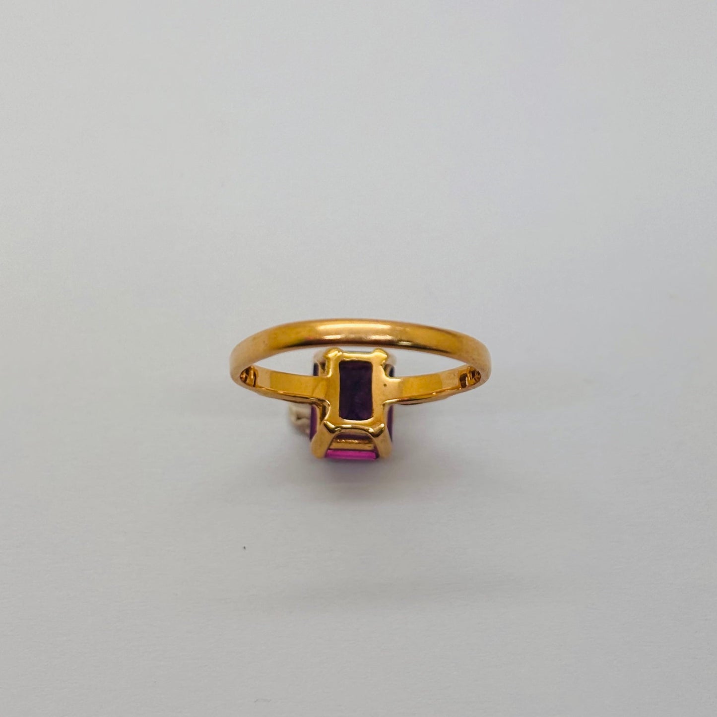 Bague en Or Jaune 18K avec améthyste unique 1.97 Grs - Taille 48
