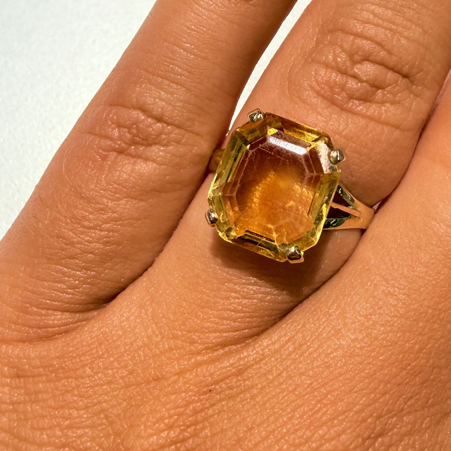 Bague Or 18k Citrine Carré - Taille 50