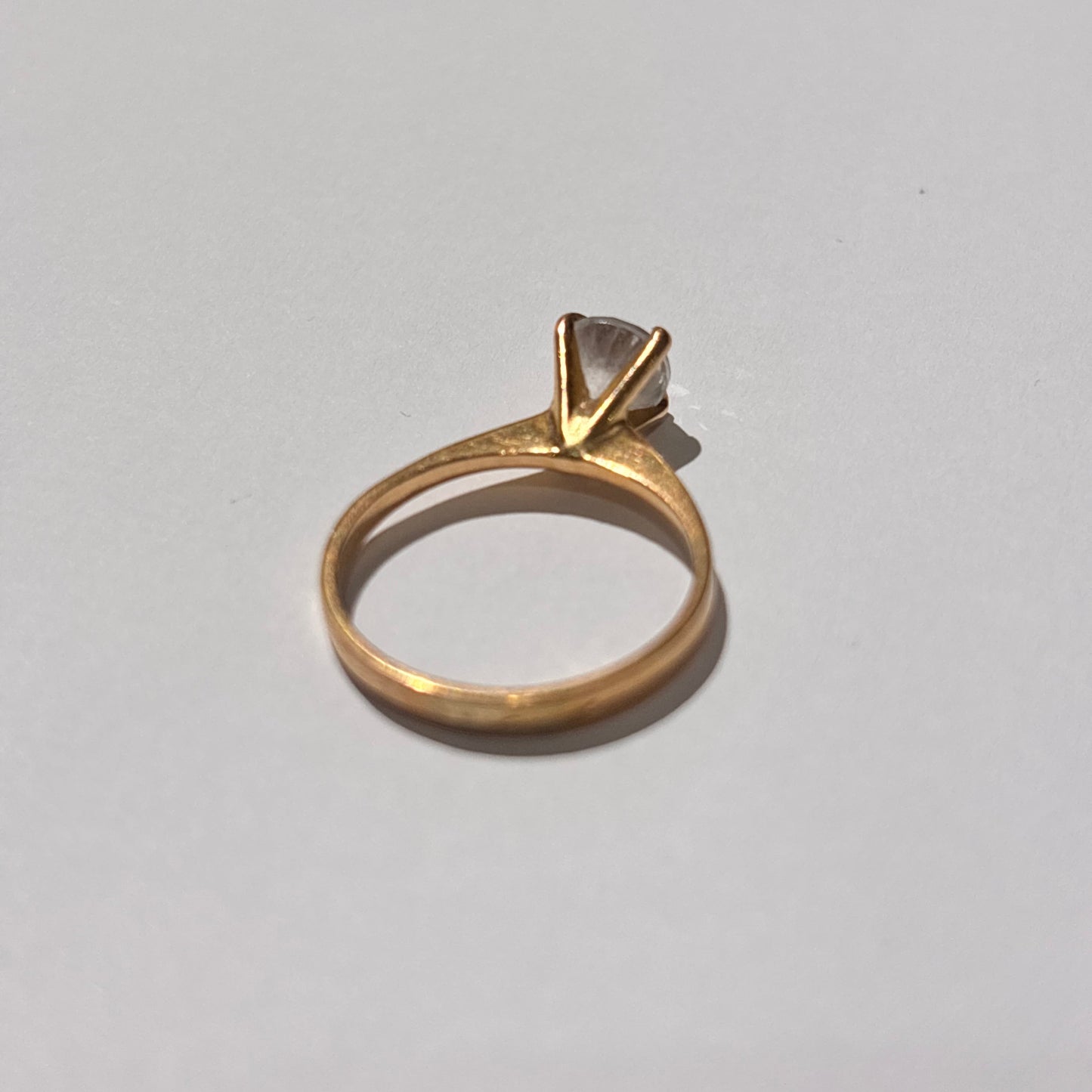 Solitaire en or jaune 18 carats avec oxyde de zirconium - T 52