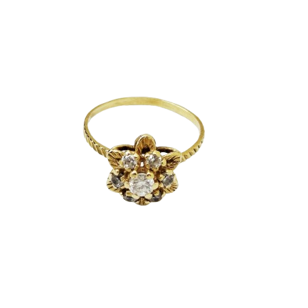 Bague Fleur en Or Jaune 18 Carats 2.39 Grs - Taille 51