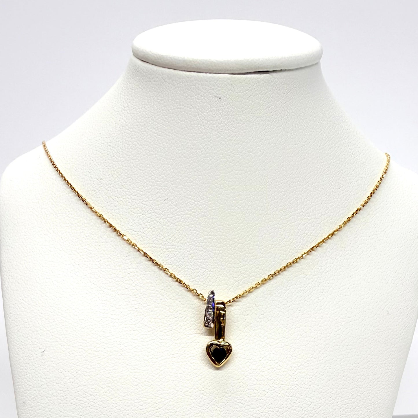 Collier Princesse Or Jaune et Blanc 18k avec Saphir et Diamant 1.81 Grs