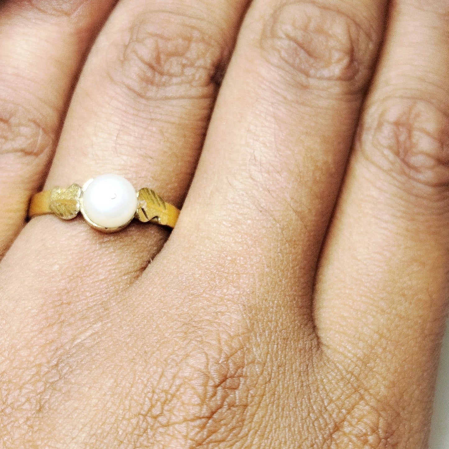 Bague Solitaire Or en Jaune 18 Carats avec Perle Centrale - T 53