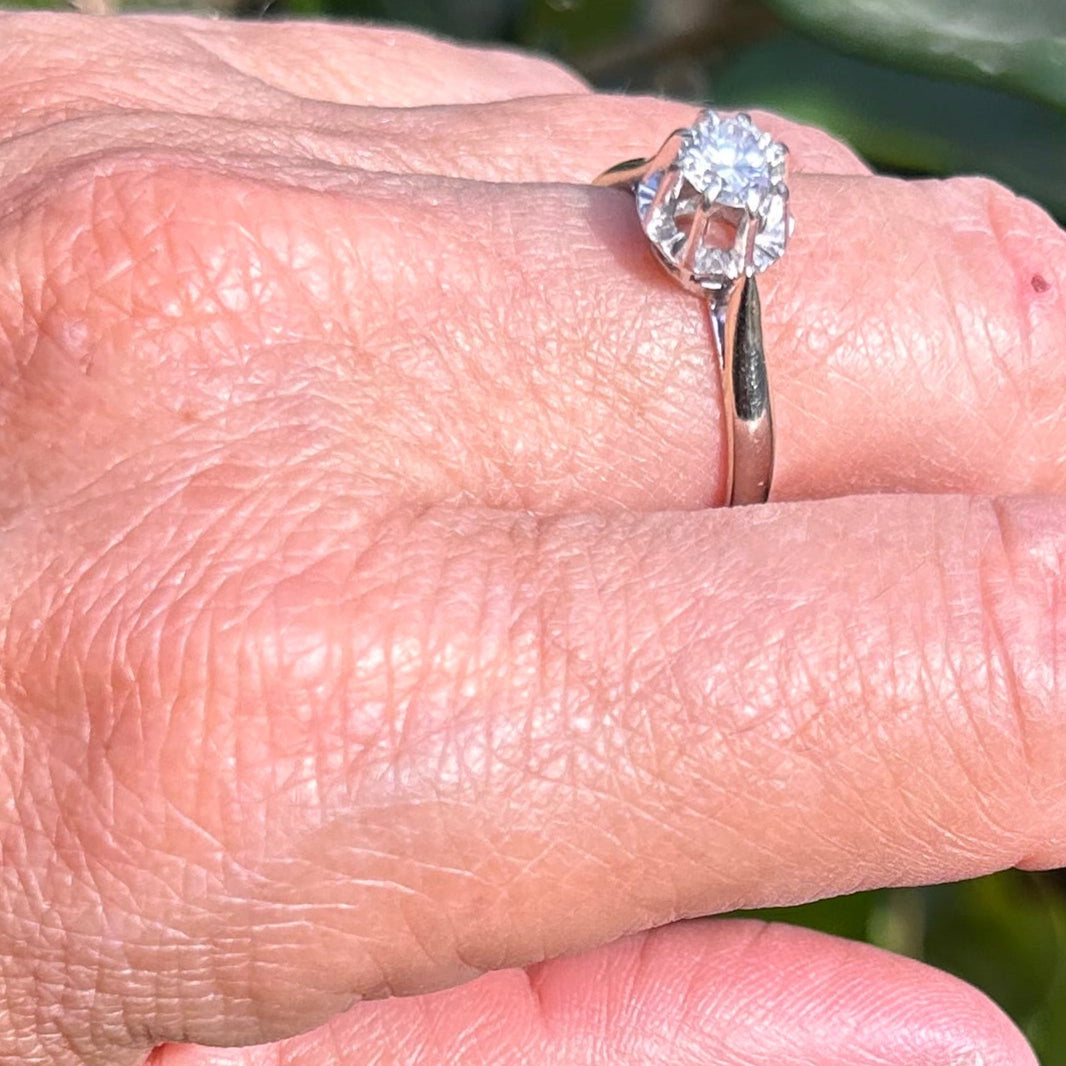 Bague Solitaire Or Blanc 18K Taille-61