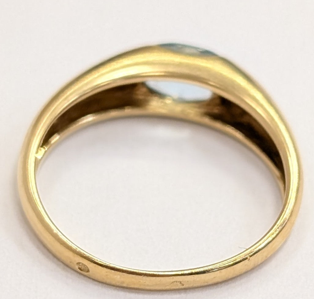 Bague en Or Jaune 18K avec Aigue Marine 2.37 Grs - Taille 52.5
