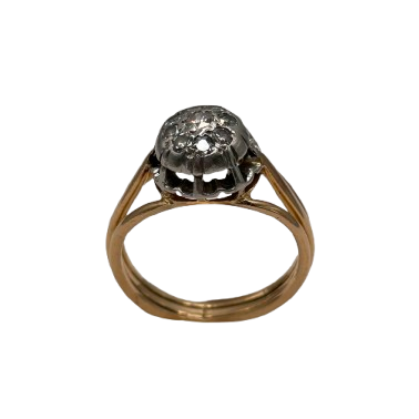 Bague ancienne en or jaune avec diamants 18K Taille-48