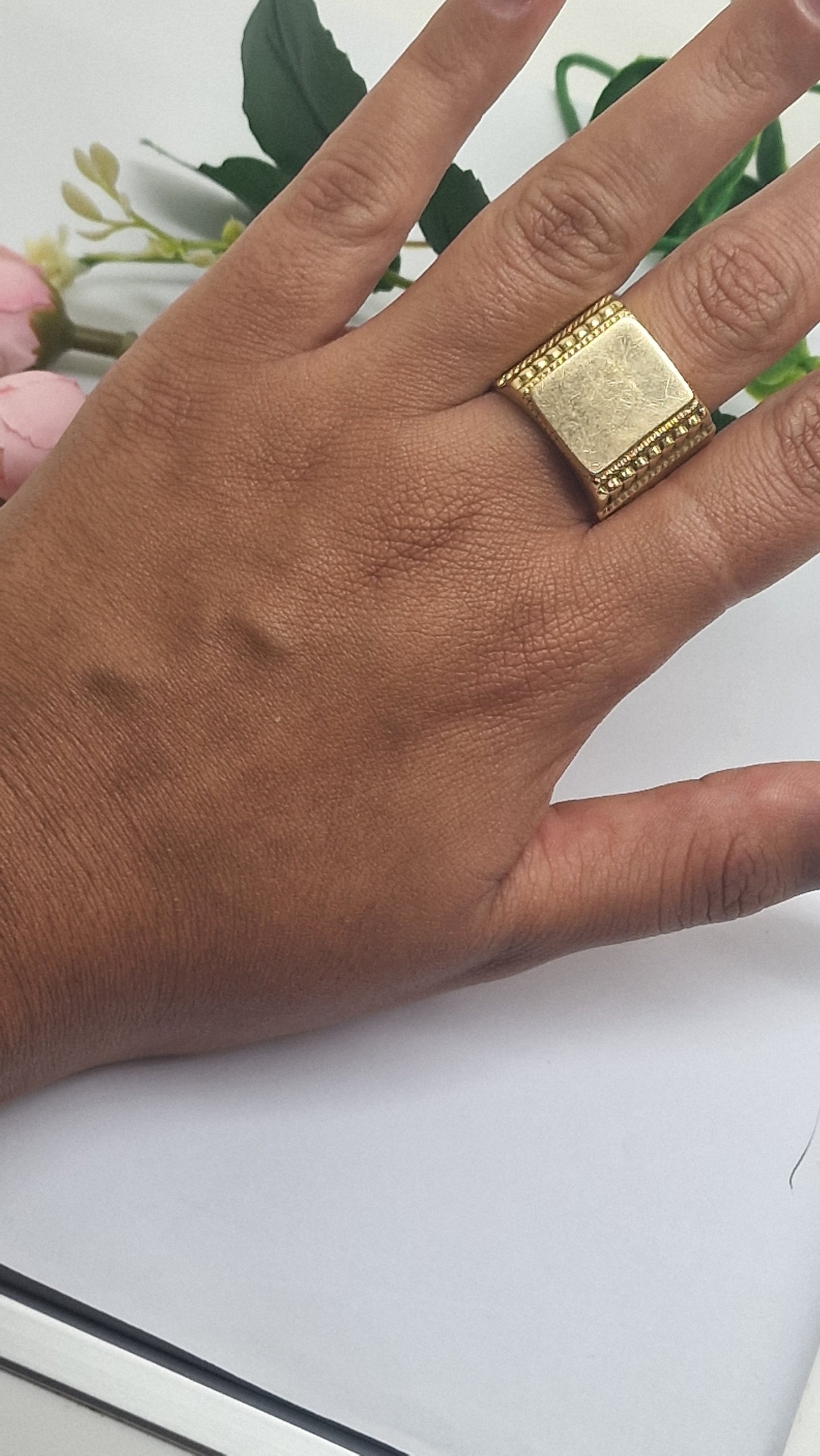 Bague Chevalière en Or Jaune 18K Taille-67
