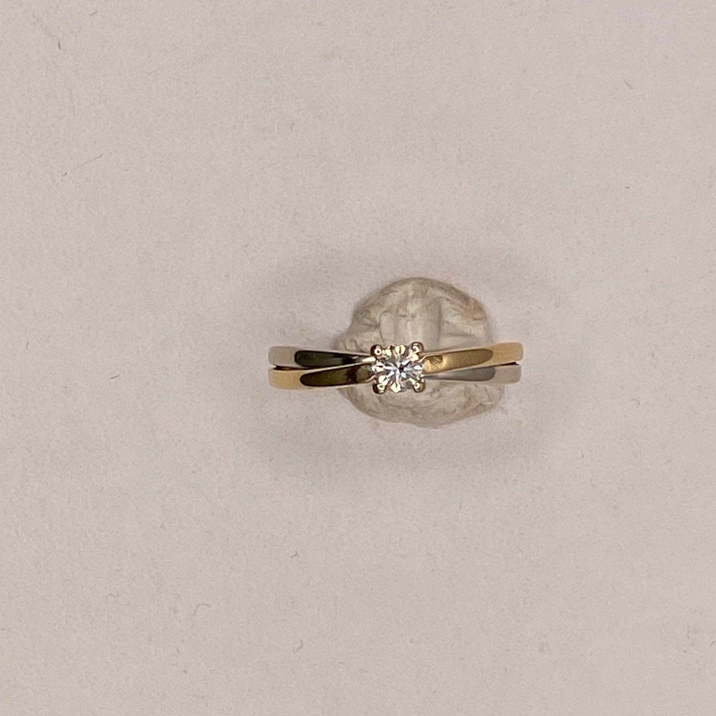 Solitaire en Or Jaune et Blanc 18K Taille-54