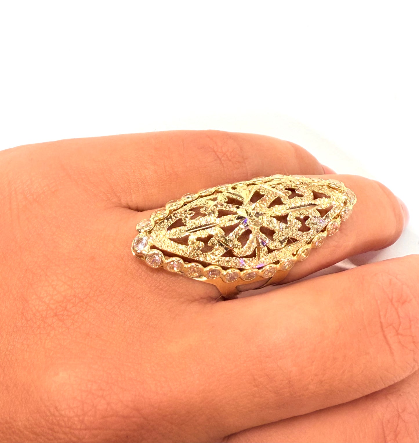 Bagues Marquise Or Jaune 18k Taille-52