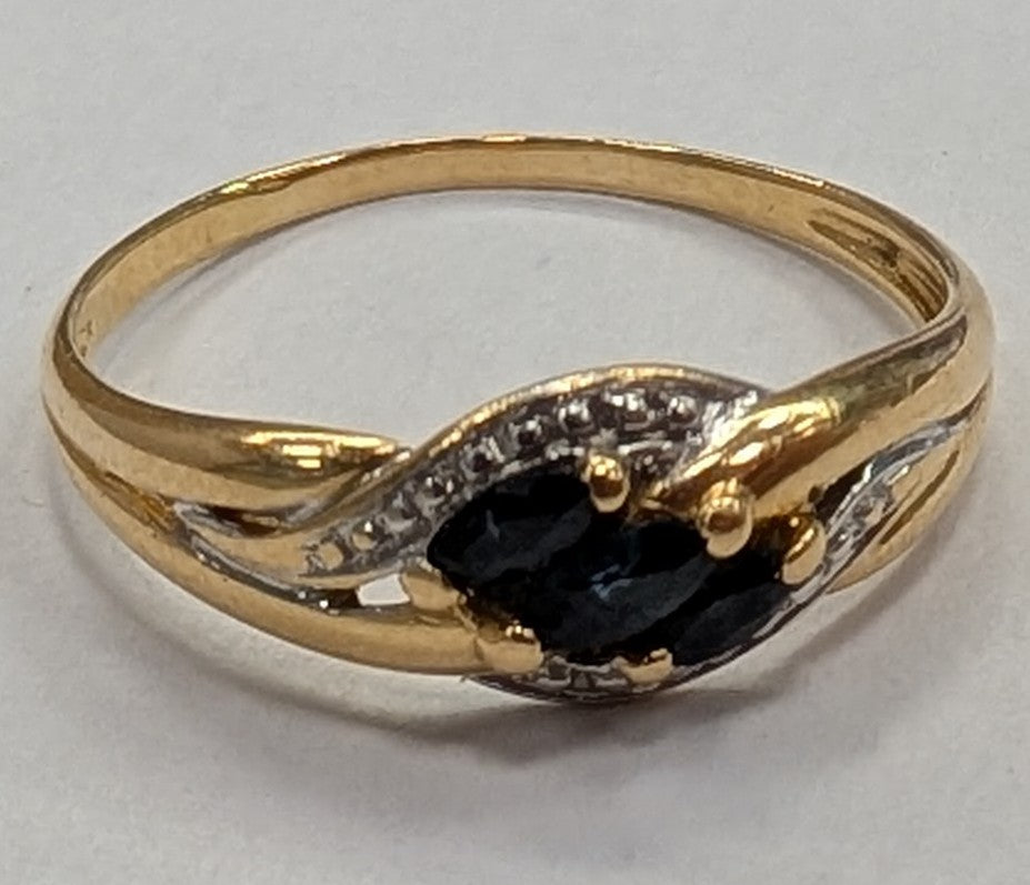 Bague en or jaune 18K avec saphir naturel 1.80 Grs - Taille 55