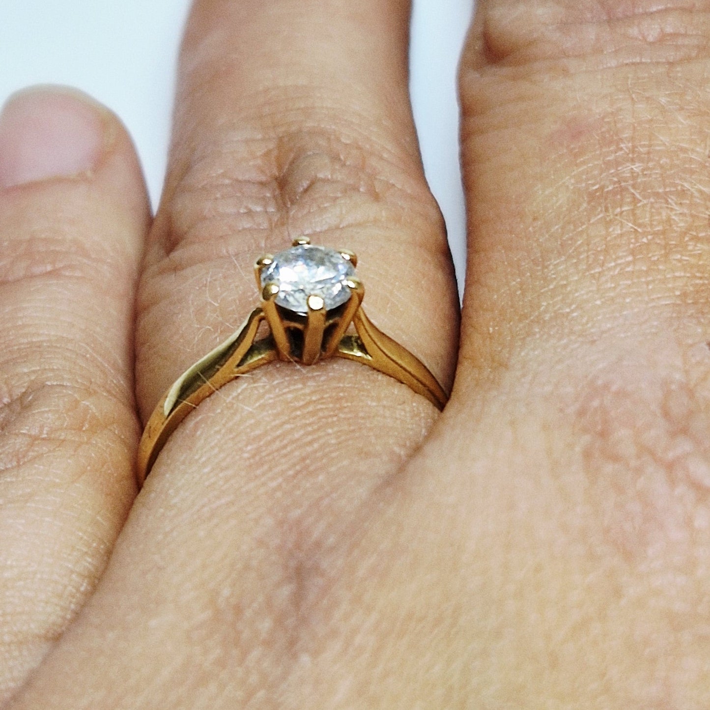 Bague Solitaire en Or Jaune 18 Carats Taille-52