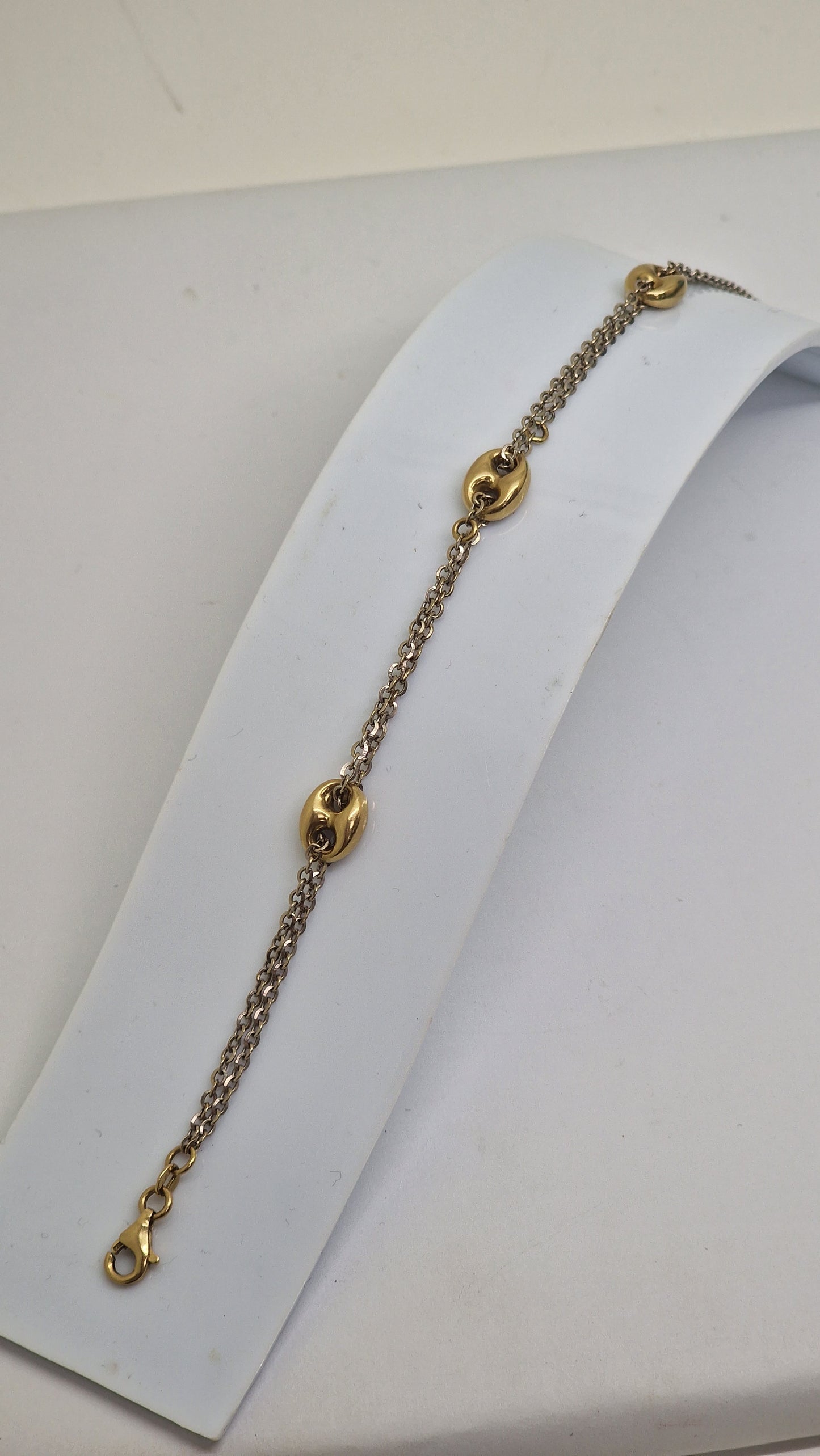Bracelet Maillon Or Jaune et Or Gris 18K