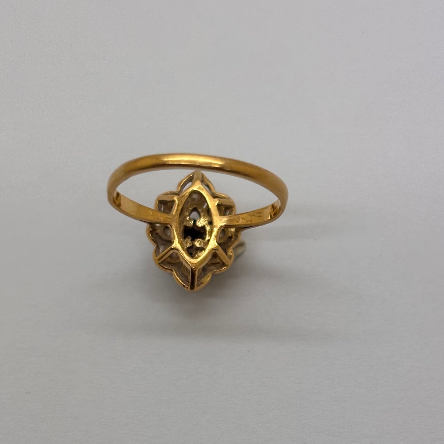 Bague Marguerite Or Jaune 18K Saphir et Zirconium 2.48 Grs - Taille 50