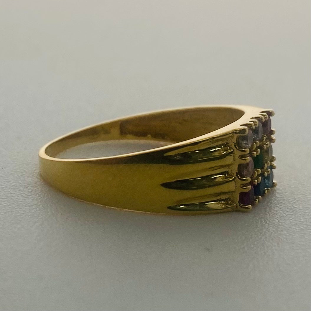Bague en Or Jaune 9 Planètes 18K et Zirconium