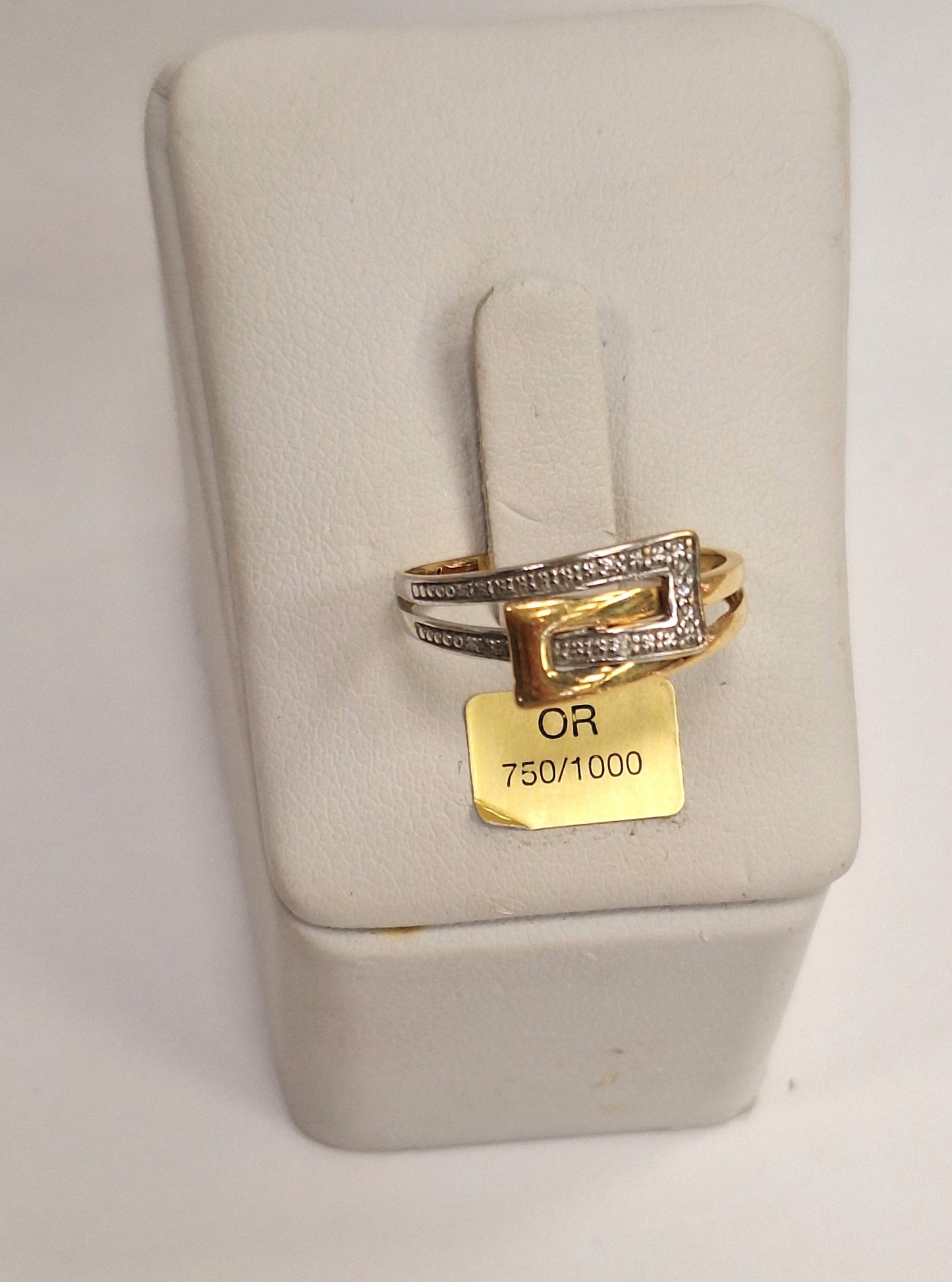 Bagues Alliance Or Jaune et Blanc 18 Carats avec Diamants