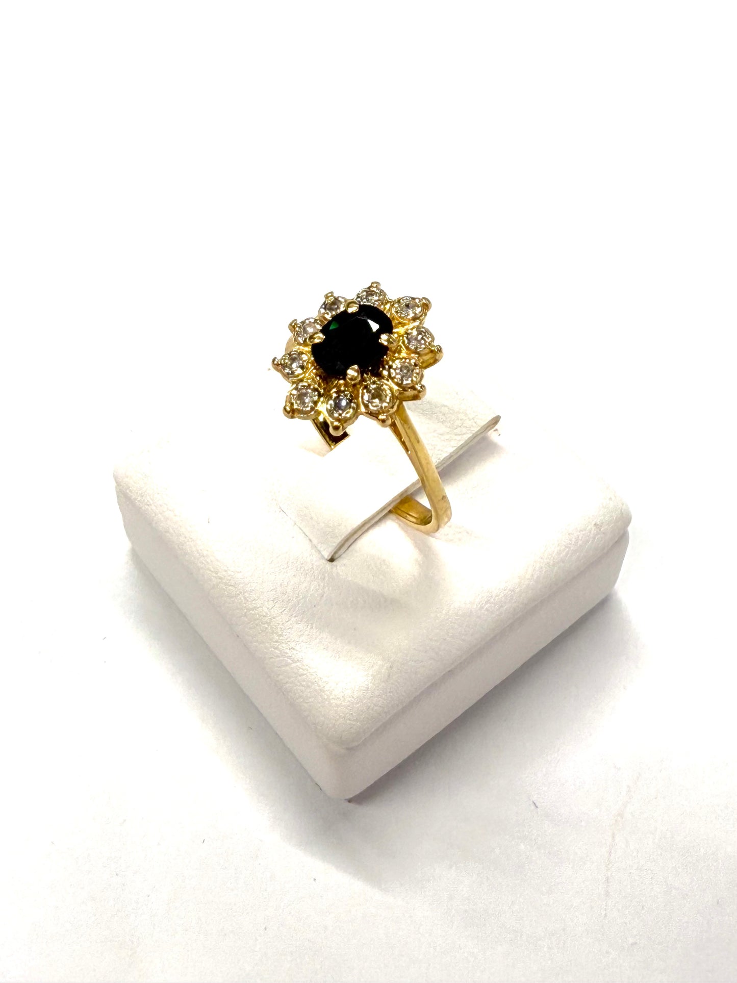 Bague Marguerite Or Jaune 18k Diamants et Saphir