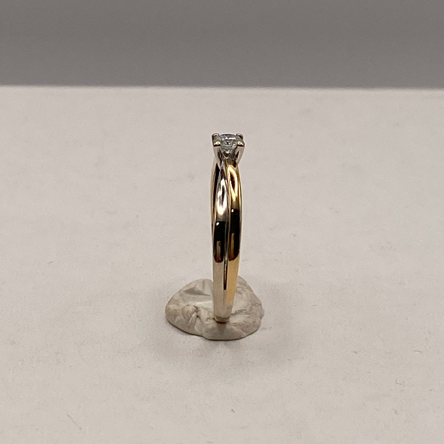 Solitaire en Or Jaune et Blanc 18K Taille-54