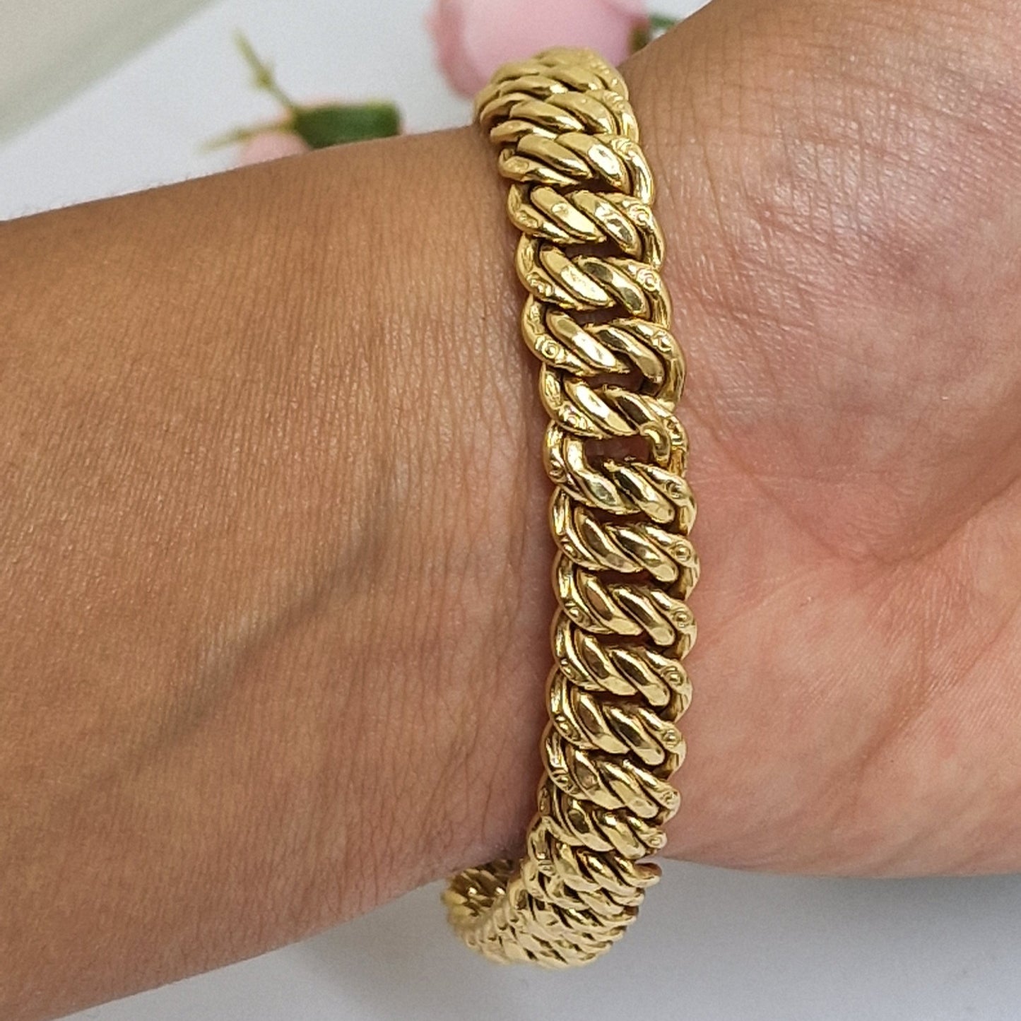 Bracelet Maillon Américain en Or Jaune 18K 14.40 Grs
