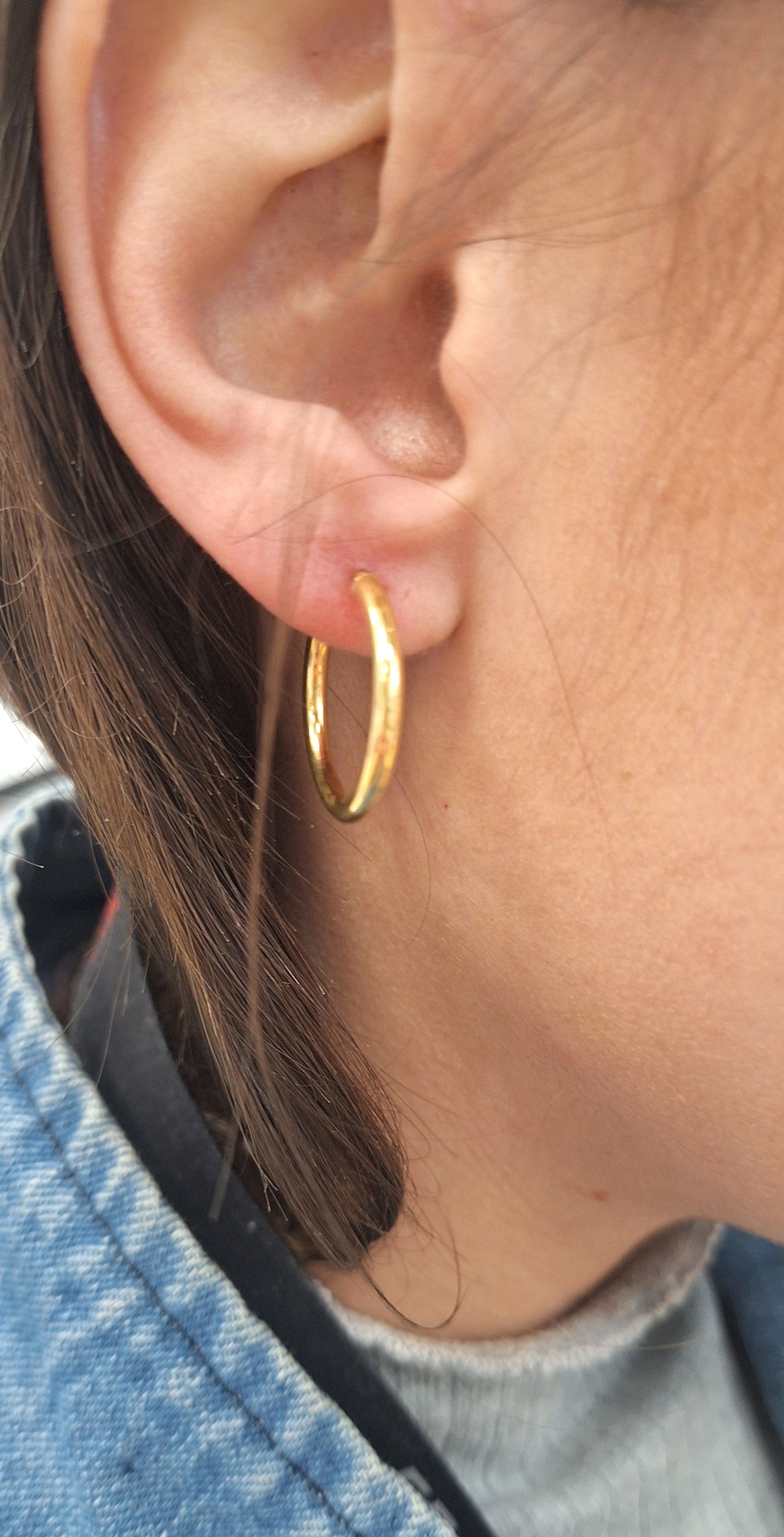 Boucles d'oreilles Créole Or jaune 18K dormeuses