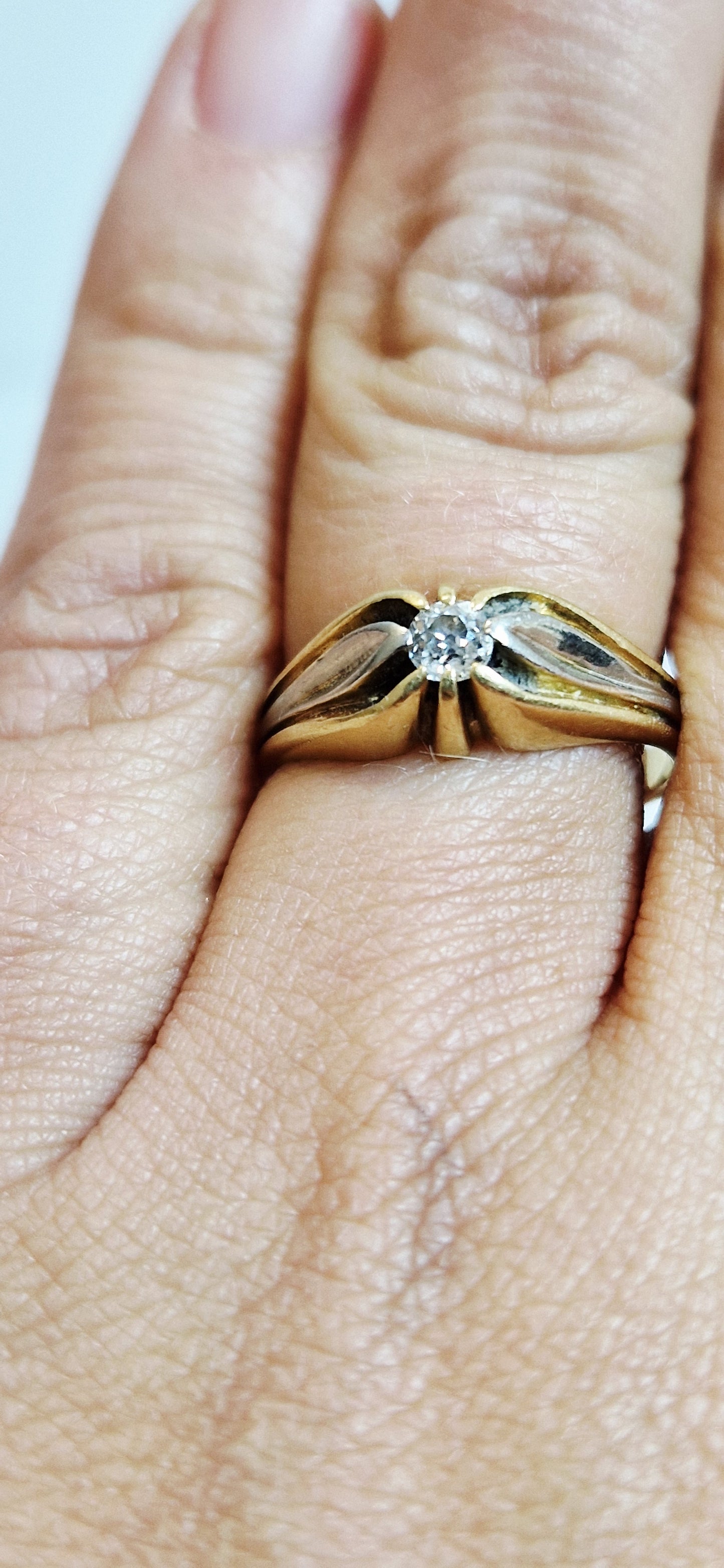Solitaire en Or Jaune 18K Taille-56