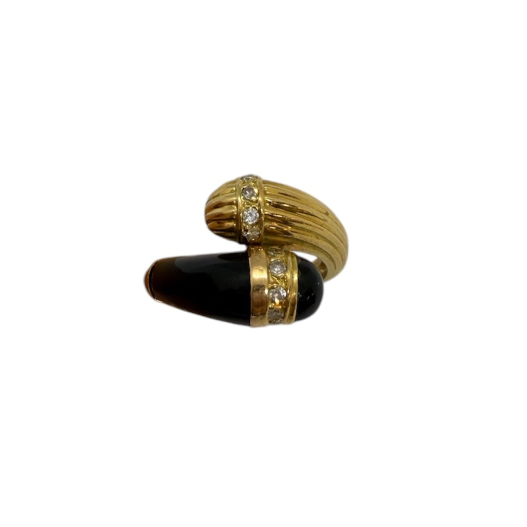 Bagues en Or Jaune avec Diamants et Onyx 18K