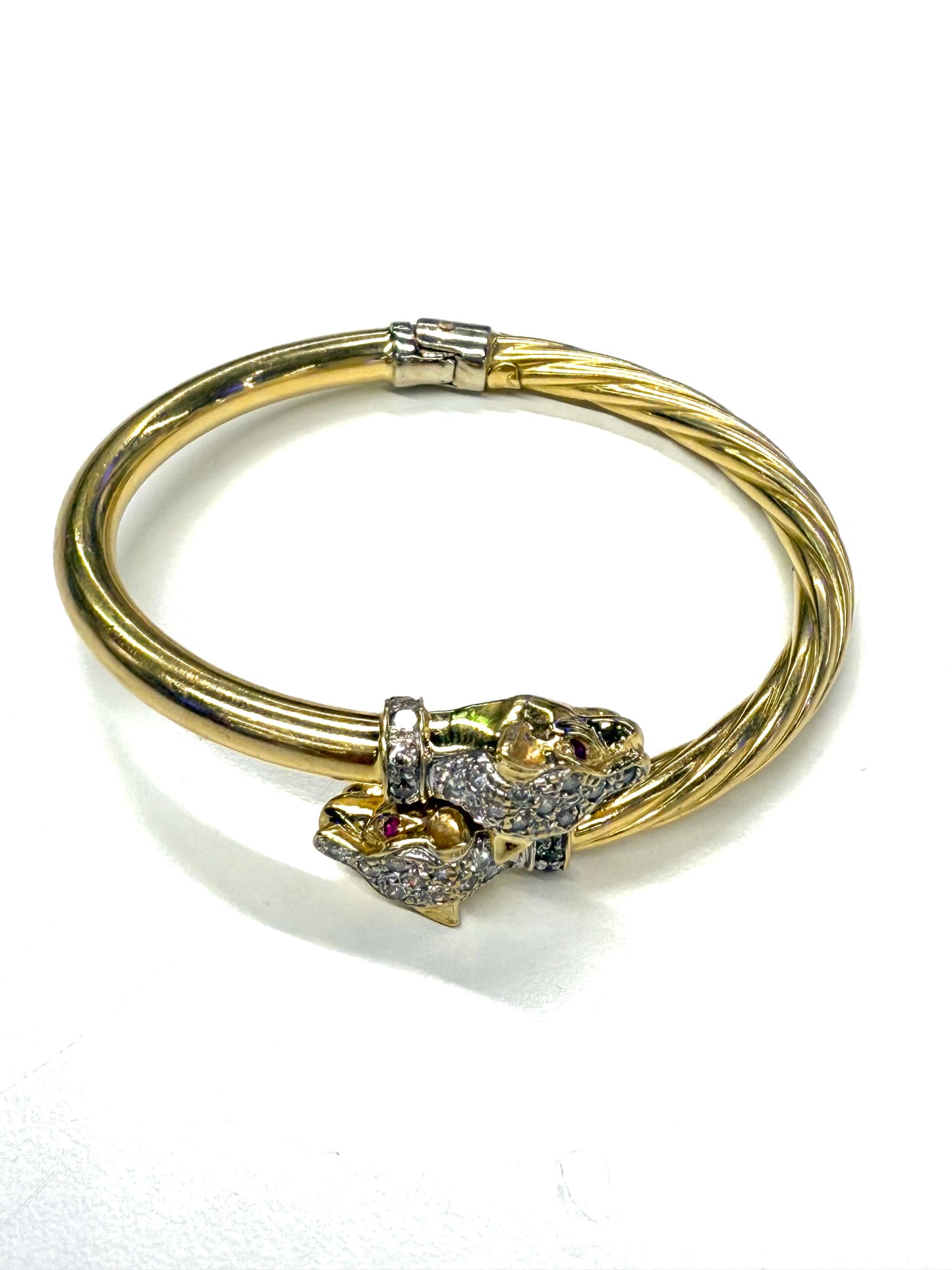 Bracelet Jonc panthère en Or jaune 18k et zirconium