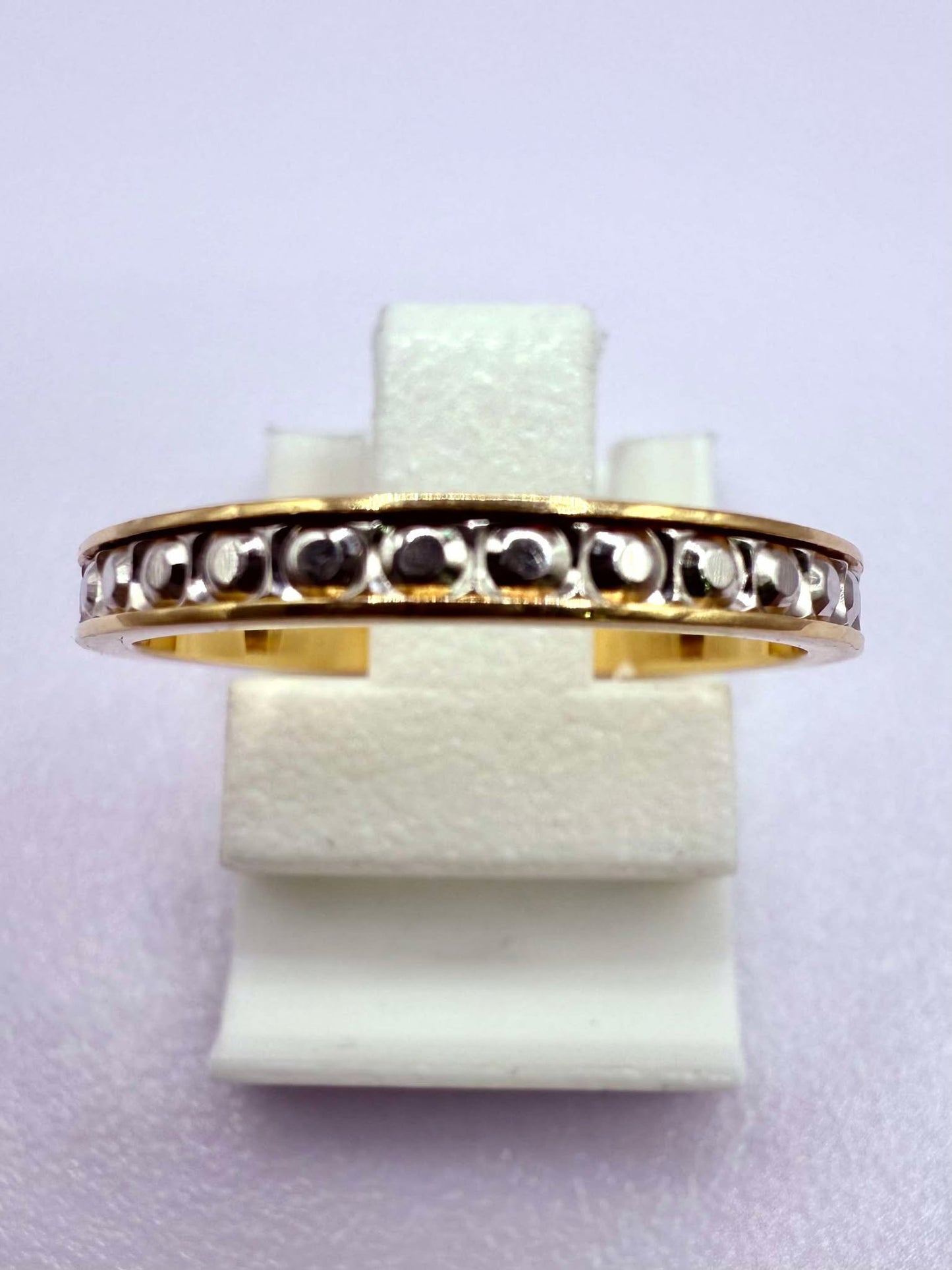Bague Alliance Tour Complet Or Jaune et Blanc 18K