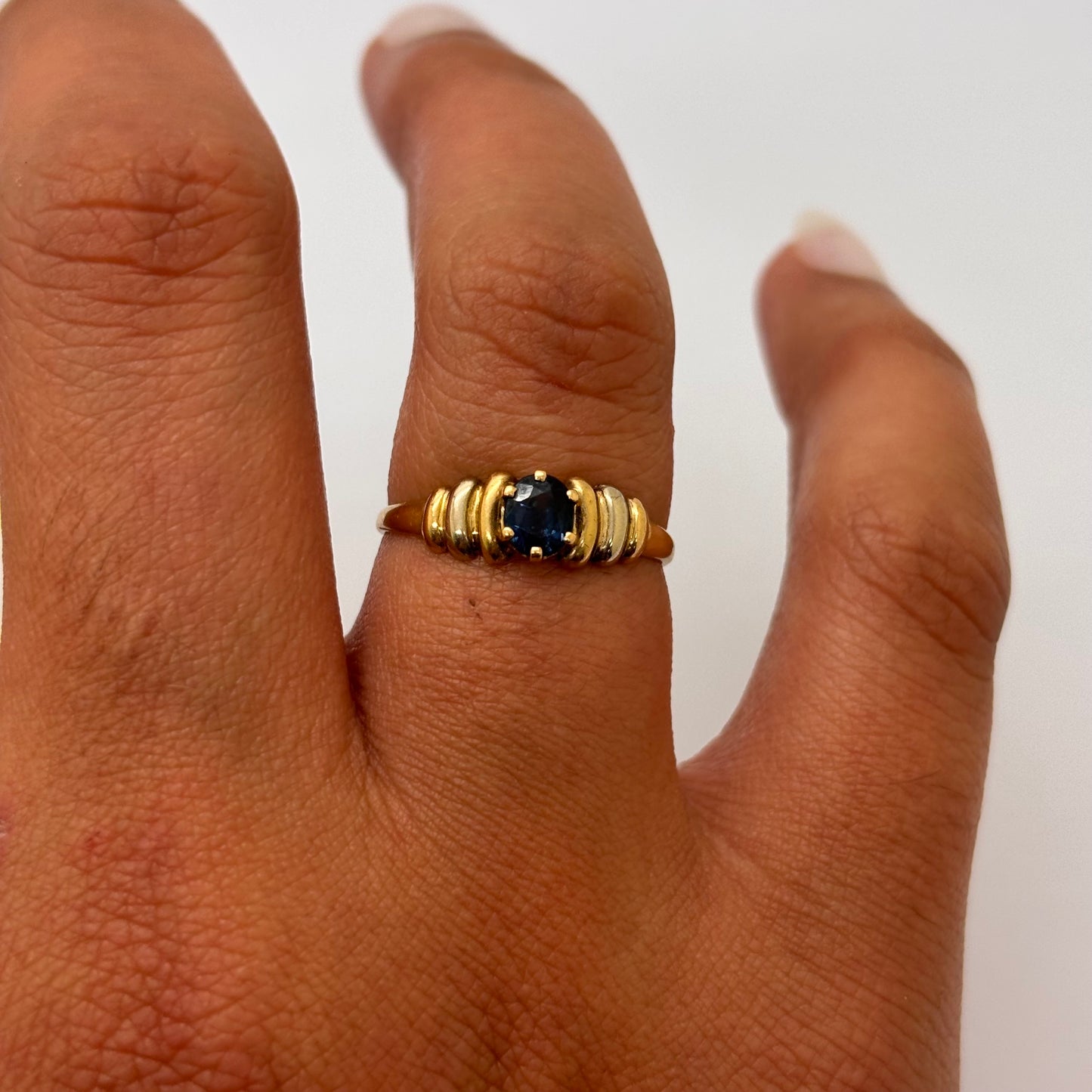 Bague en or 18 carats avec saphir Taille-52