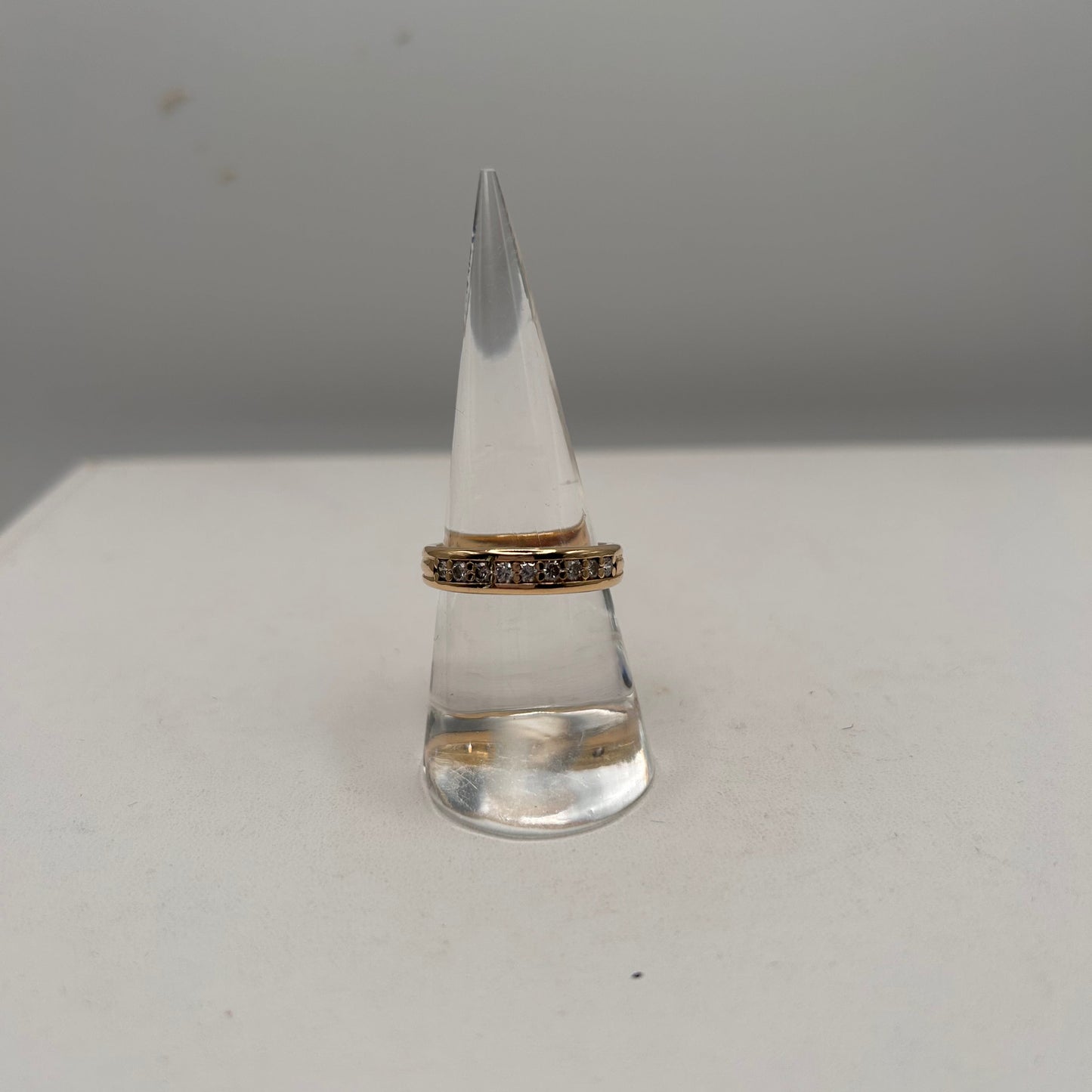 Bague Demi Tour en Or Jaune 18K avec Diamants - T 56