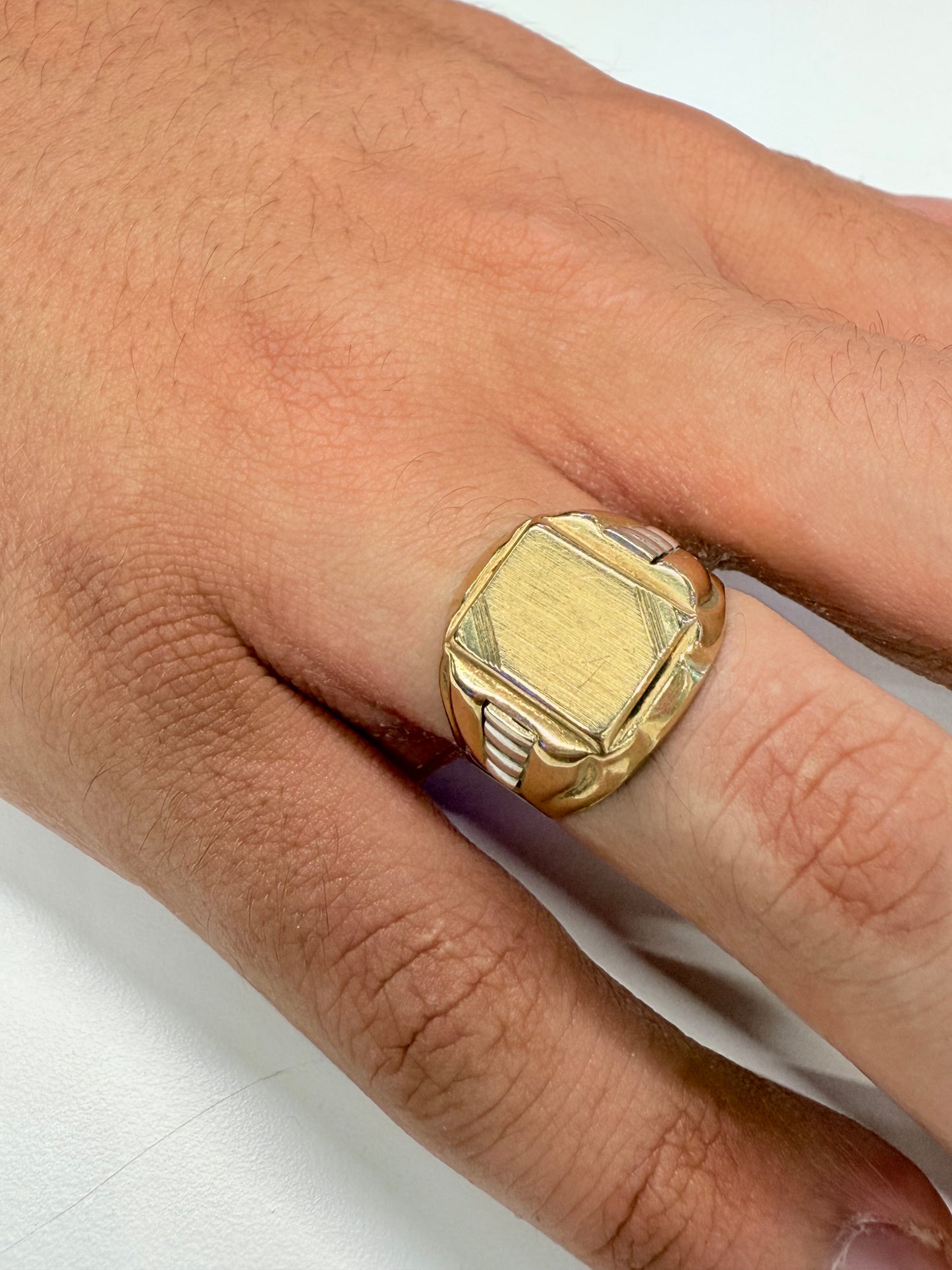 Chevalière en Or Jaune et Blanc 18k T61