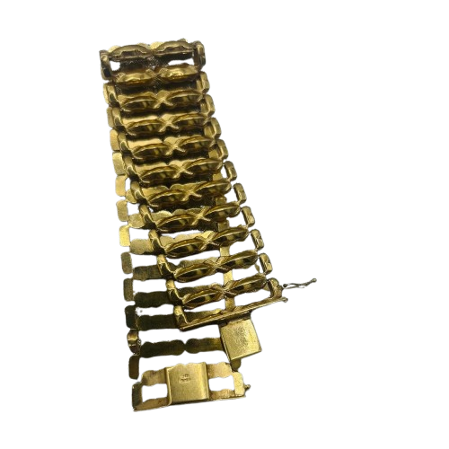 Bracelet Fantaisie Or Jaune 18K Gourmette Articulée 17.5cm