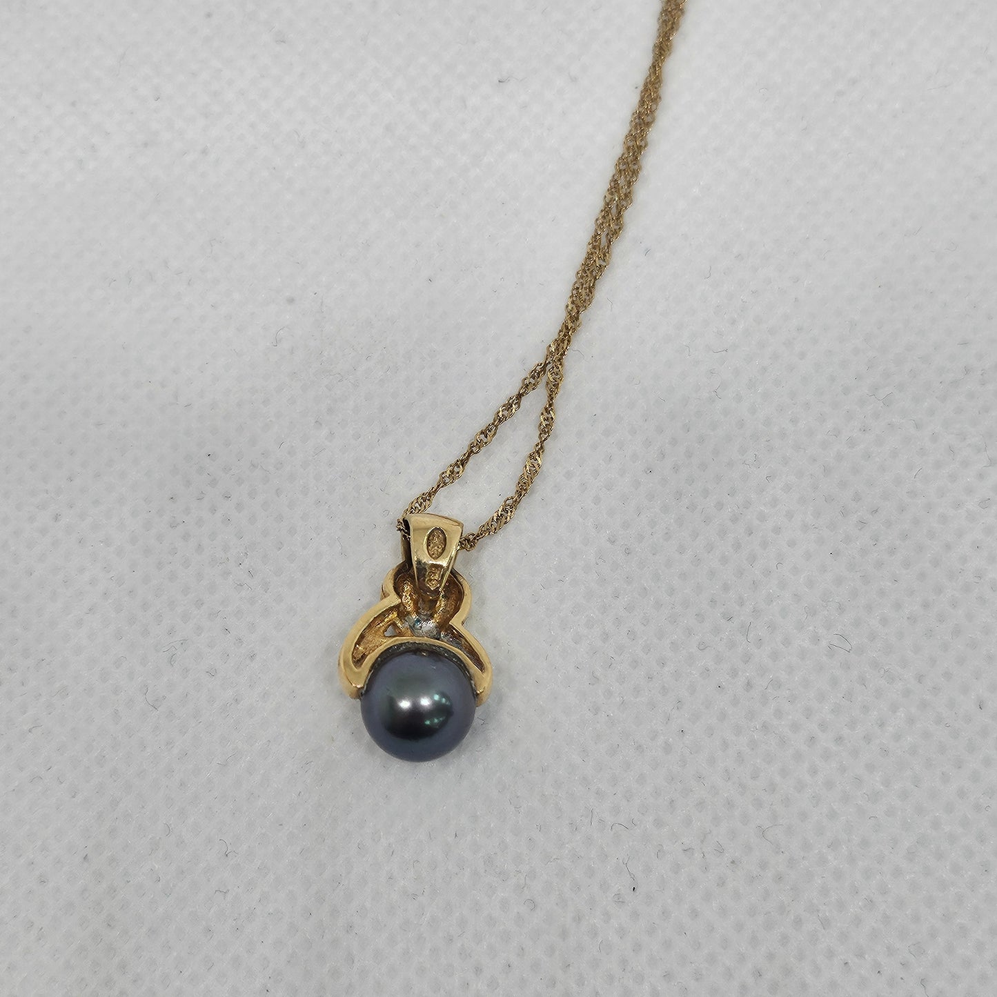Collier en Or Jaune avec Perles et Diamants Longueur -22.50 cm