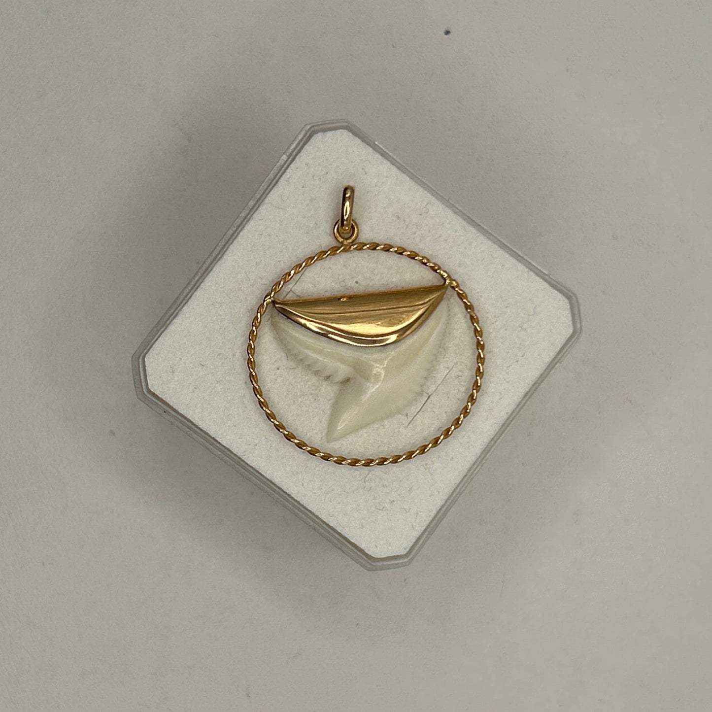 Pendentif Médaille Or Jaune 18K avec Dent de Requin