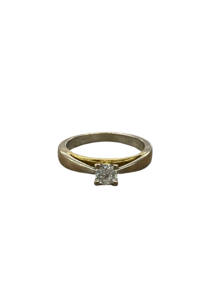 Solitaire diamant en or blanc et jaune 18K Taille-52