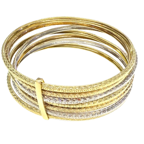 Bracelet Semainier 7 joncs en 3 ors 18 carats - 57.92 Grs