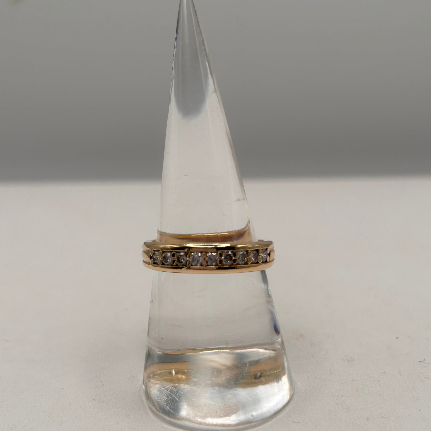 Bague Demi Tour en Or Jaune 18K avec Diamants - T 56