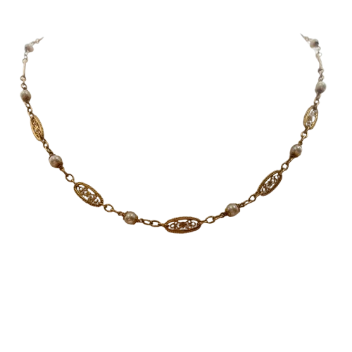 Collier Princesse en Or Jaune 18 carats avec Perles Nacrées - 12.50 Grs