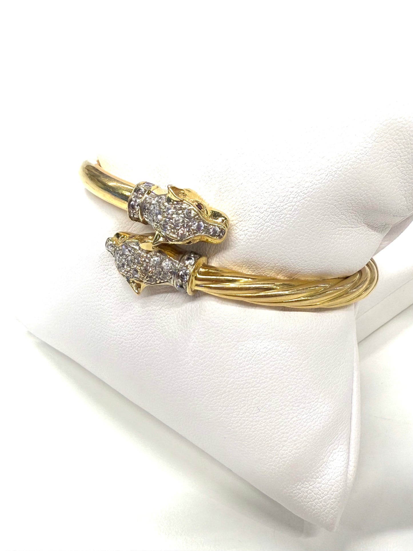 Bracelet Jonc panthère en Or jaune 18k et zirconium