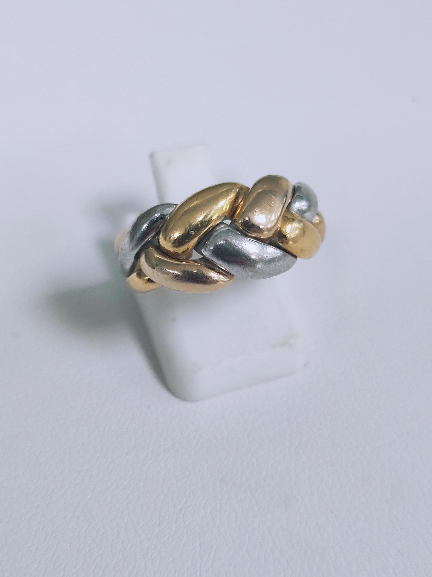 Bague tressée en or jaune et gris 18K T.55