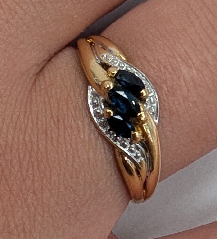 Bague en or jaune 18K avec saphir naturel 1.80 Grs - Taille 55