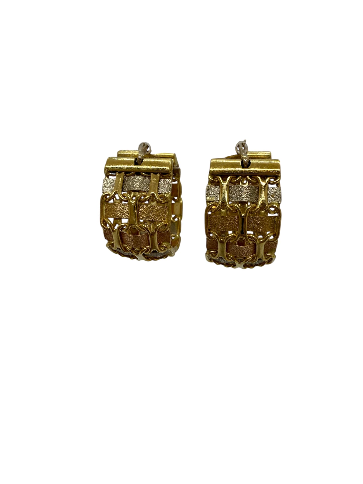 Boucles d'oreilles créoles en or tricolore 18K 10.47 Grs