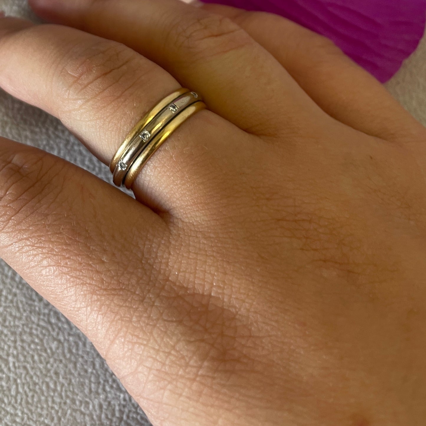 Bague Alliance Or Jaune et Blanc 18K Taille-51