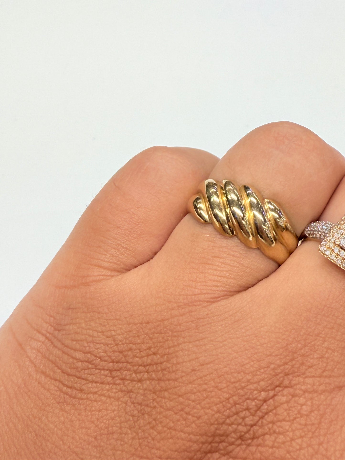 Bague Or Jaune Travaillée 18k Taille 56
