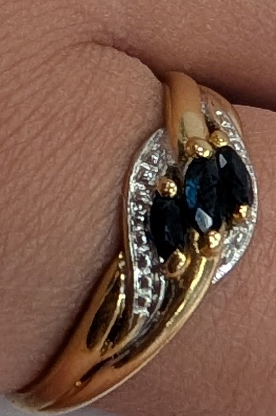 Bague en or jaune 18K avec saphir naturel 1.80 Grs - Taille 55