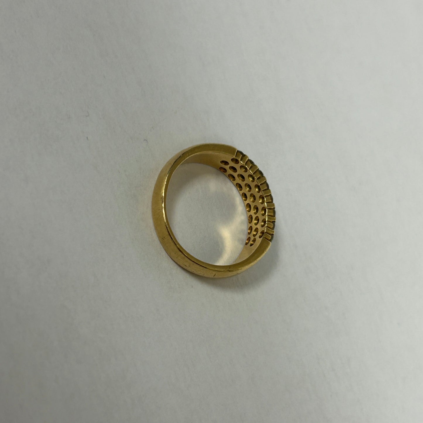 Bague Demi Tour en Or Jaune 18K avec Diamants 5.40 Grs Taille 50