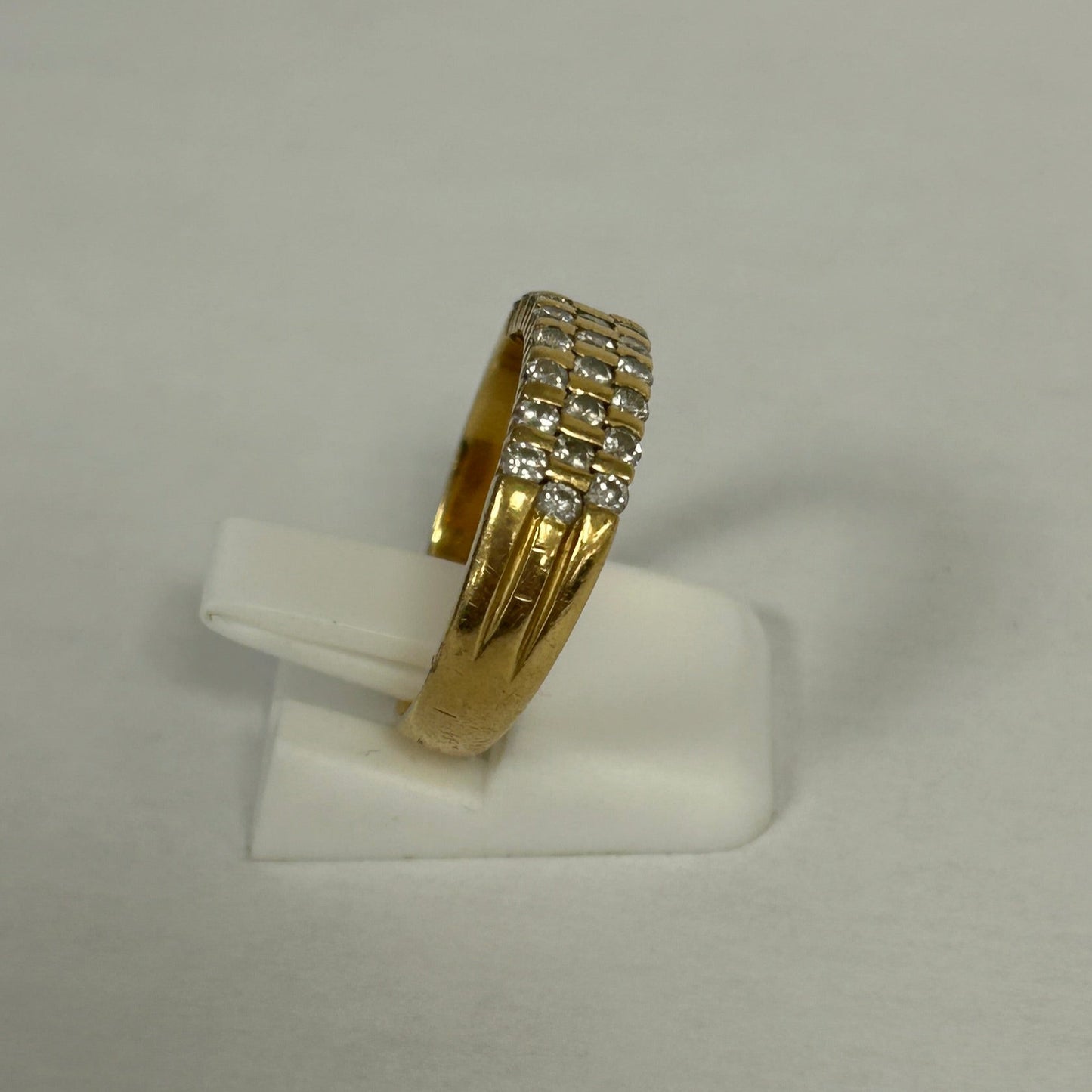 Bague Demi Tour en Or Jaune 18K avec Diamants 5.40 Grs Taille 50
