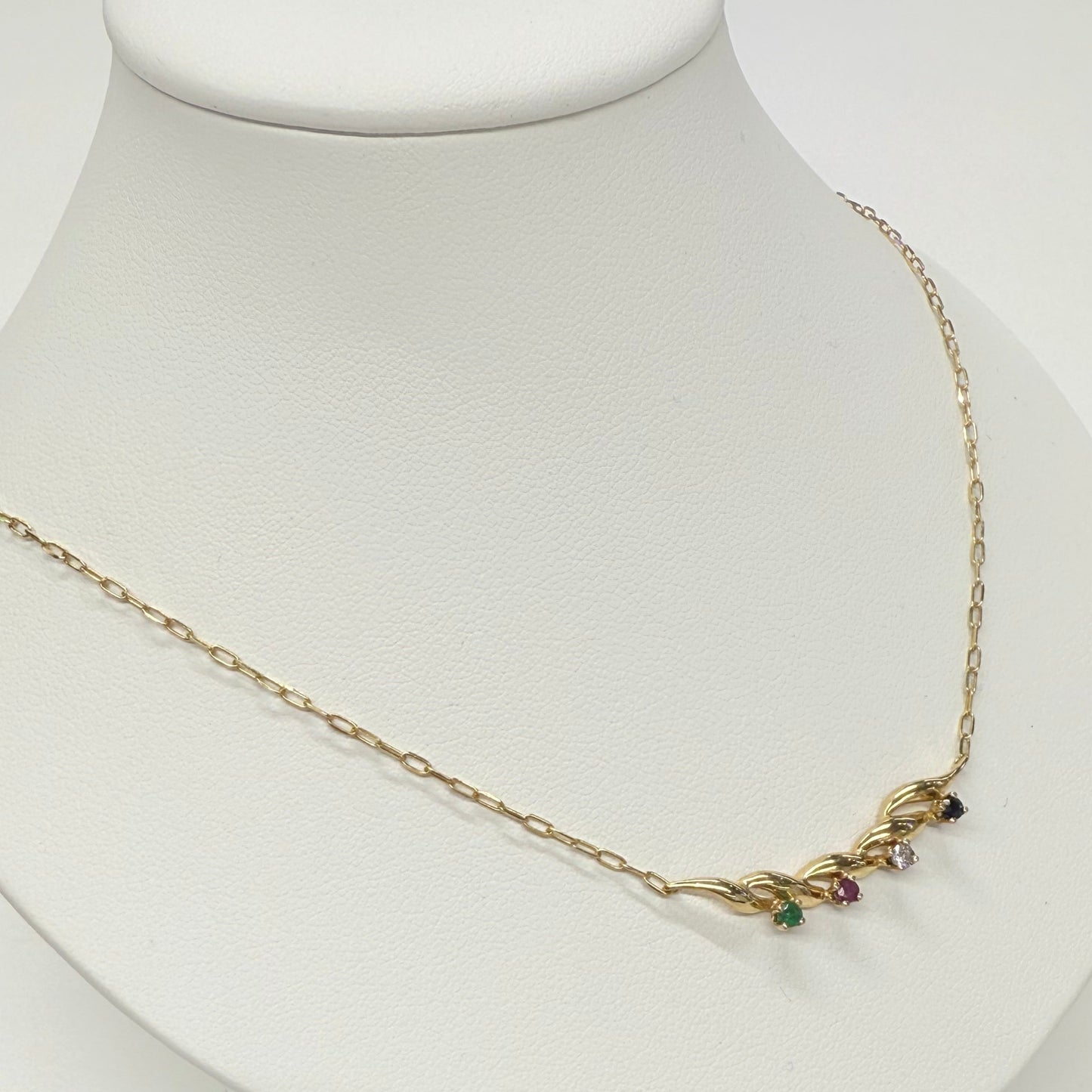Collier Ras du Cou Or Jaune 18k avec Pierres Précieuses