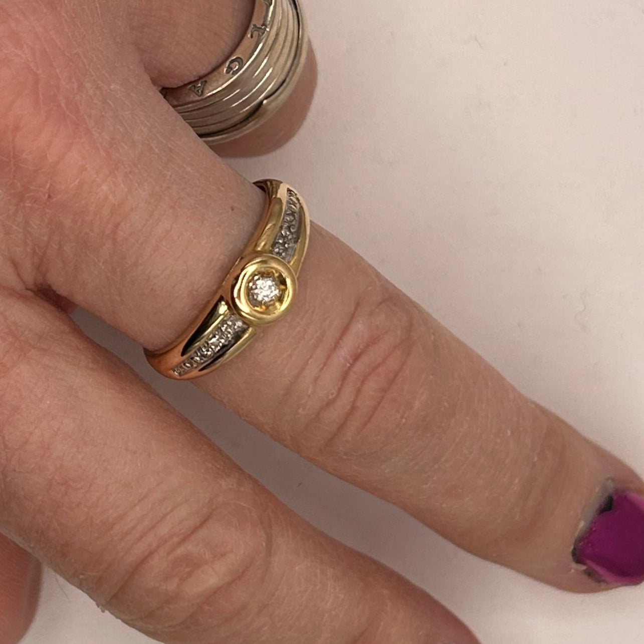 Bague en Or Jaune 18K avec Diamants 0.05ct