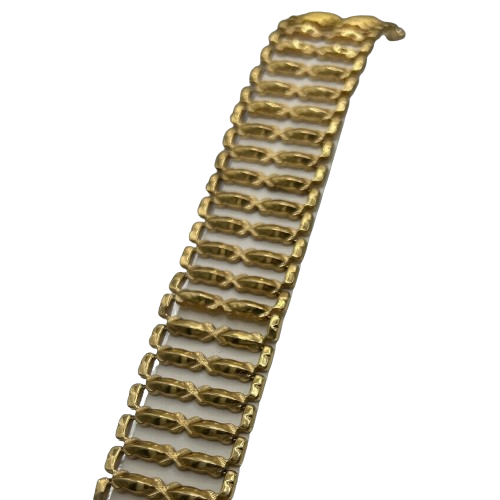 Bracelet Fantaisie Or Jaune 18K Gourmette Articulée 17.5cm
