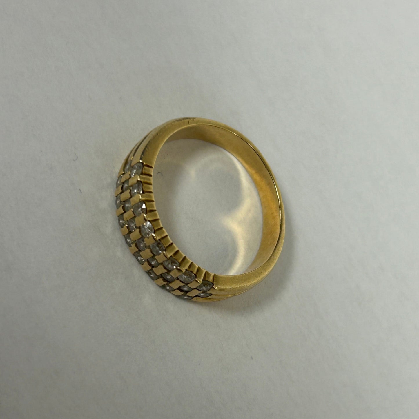 Bague Demi Tour en Or Jaune 18K avec Diamants 5.40 Grs Taille 50