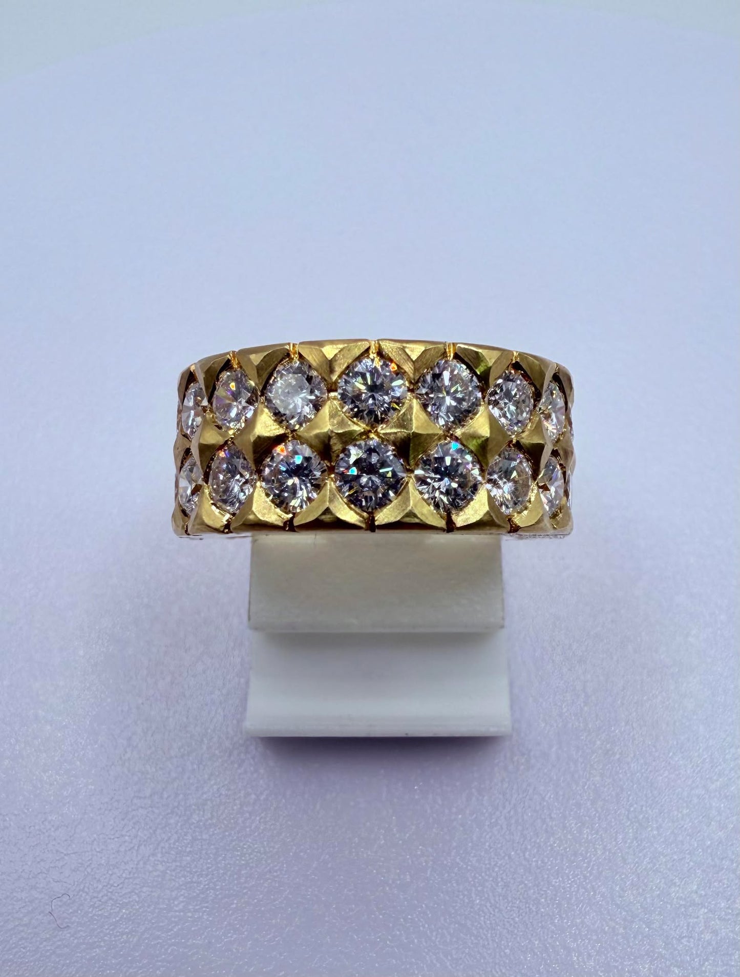 Bague demi tour en Or jaune 18K avec diamants